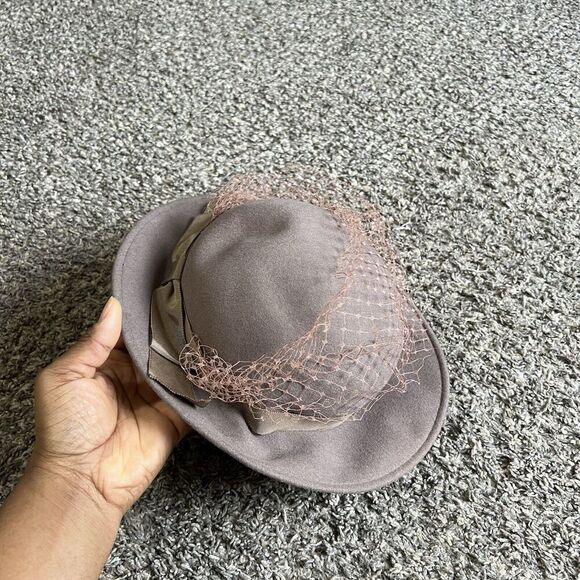 GEORGE Michael Howard WOMEN'S 100% Wool Front Face Hat Taupe Brown Vintage - Picture 3 of 9